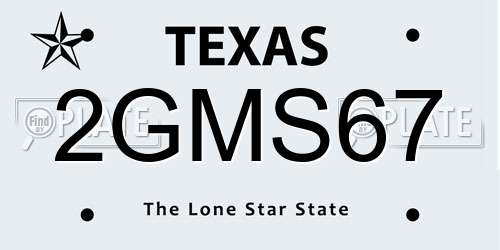 2GMS67 Texas License Plate