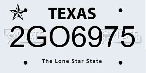 2GO6975 Texas License Plate