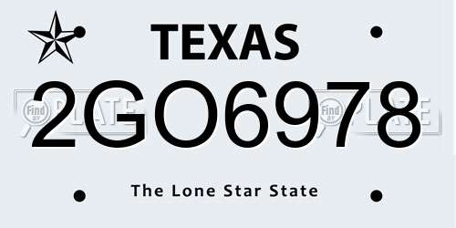 2GO6978 Texas License Plate