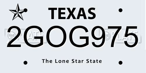 2GOG975 Texas License Plate