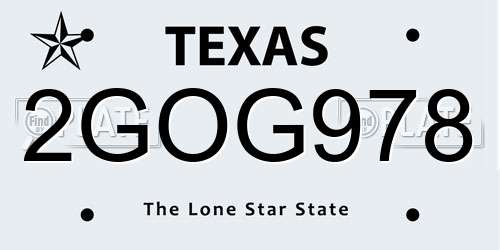 2GOG978 Texas License Plate