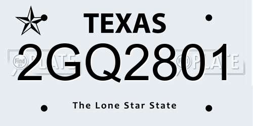 2GQ2801 Texas License Plate