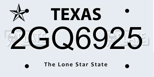 2GQ6925 Texas License Plate