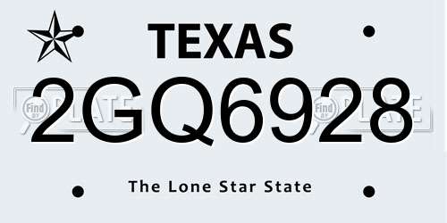 2GQ6928 Texas License Plate