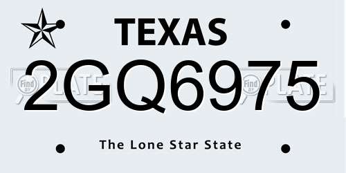 2GQ6975 Texas License Plate