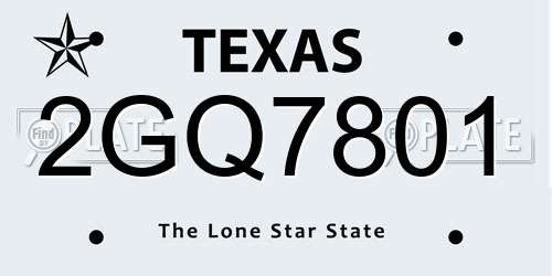 2GQ7801 Texas License Plate