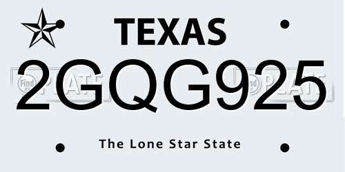 2GQG925 Texas License Plate