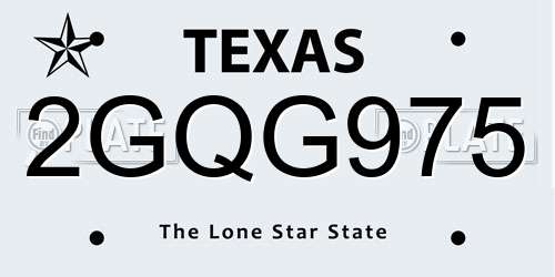 2GQG975 Texas License Plate