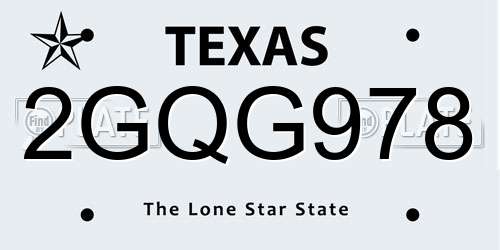 2GQG978 Texas License Plate