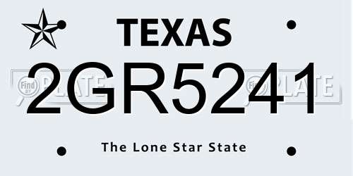 2GR5241 Texas License Plate