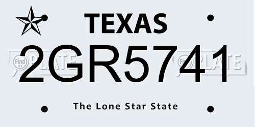 2GR5741 Texas License Plate