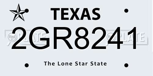 2GR8241 Texas License Plate