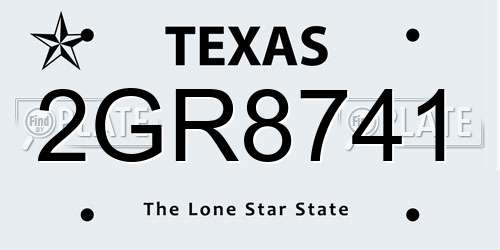 2GR8741 Texas License Plate