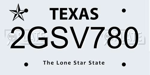 2GSV780 Texas License Plate