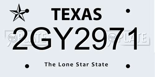 2GY2971 Texas License Plate
