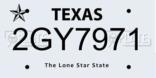 2GY7971 Texas License Plate