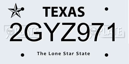 2GYZ971 Texas License Plate