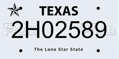 2H02589 Texas License Plate