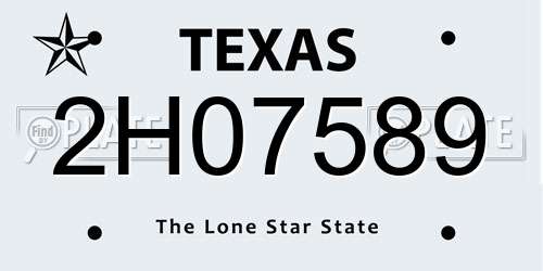 2H07589 Texas License Plate