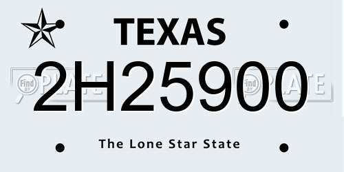 2H25900 Texas License Plate