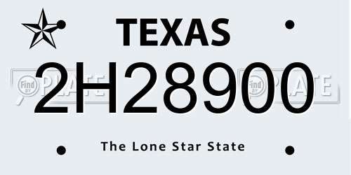 2H28900 Texas License Plate