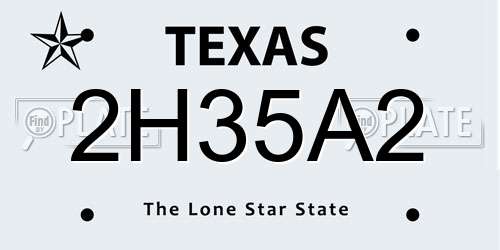 2H35A2 Texas License Plate