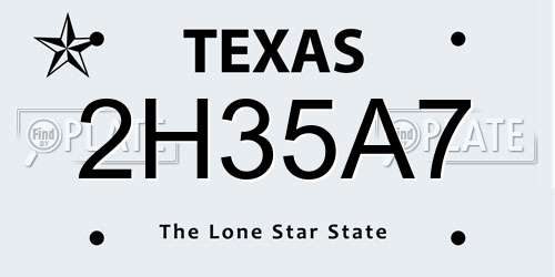 2H35A7 Texas License Plate