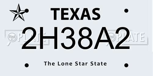 2H38A2 Texas License Plate