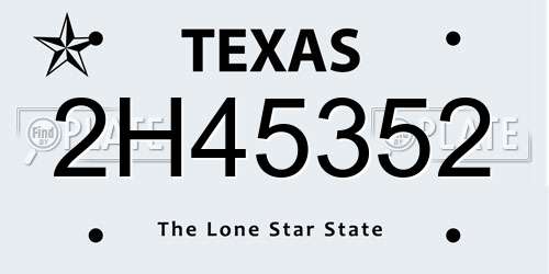 2H45352 Texas License Plate