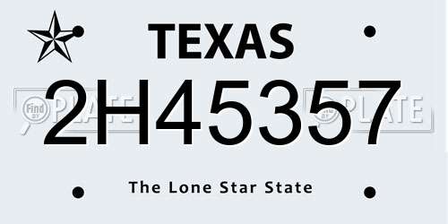 2H45357 Texas License Plate