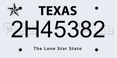 2H45382 Texas License Plate