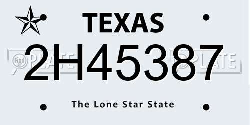 2H45387 Texas License Plate
