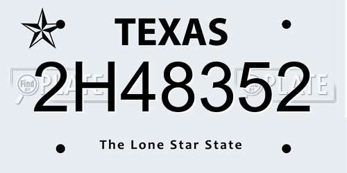 2H48352 Texas License Plate