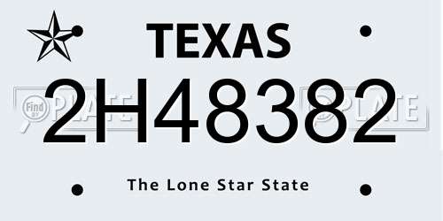 2H48382 Texas License Plate