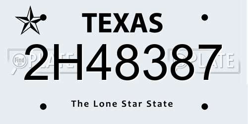2H48387 Texas License Plate