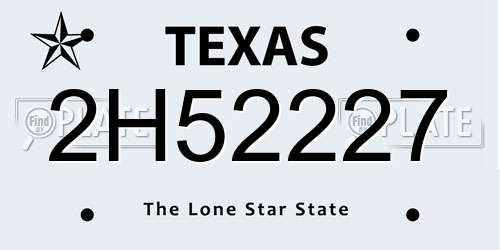 2H52227 Texas License Plate