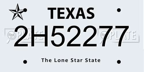 2H52277 Texas License Plate