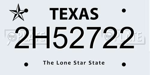 2H52722 Texas License Plate