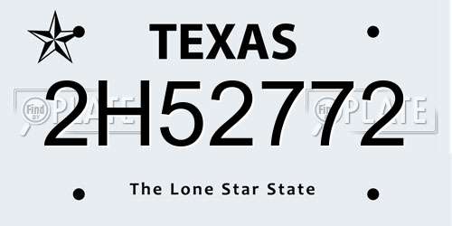 2H52772 Texas License Plate