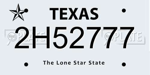 2H52777 Texas License Plate