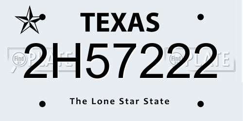 2H57222 Texas License Plate