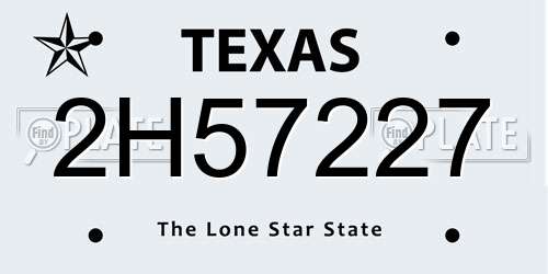 2H57227 Texas License Plate