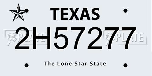 2H57277 Texas License Plate