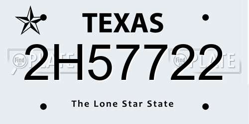 2H57722 Texas License Plate