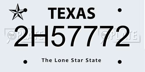 2H57772 Texas License Plate