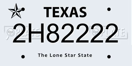 2H82222 Texas License Plate