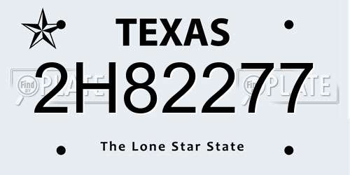 2H82277 Texas License Plate