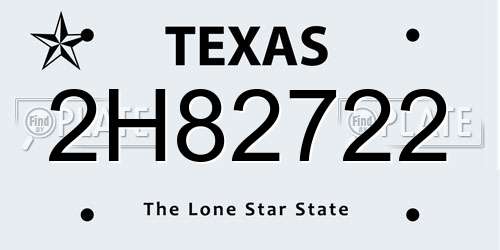 2H82722 Texas License Plate