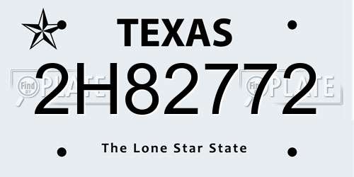 2H82772 Texas License Plate