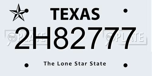 2H82777 Texas License Plate